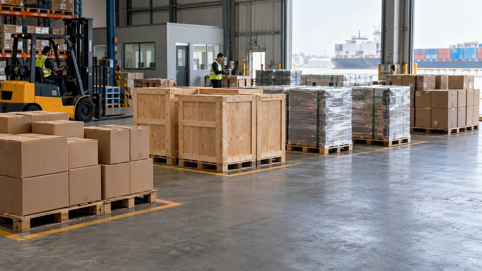 Separate cargo groups in a consolidation warehouse.